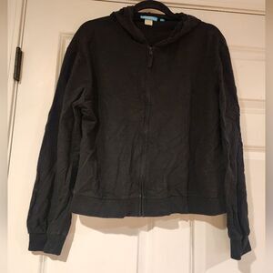 Cotton Connection stretchy black zip up hooded sweatshirt S Casual Lounge
